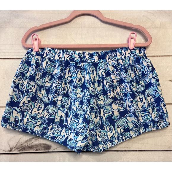 Fabulous Lilly Pulitzer Elephant Print Athletic Shorts Size L - Picture 2 of 3